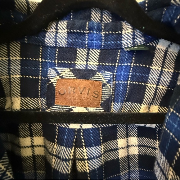 Orvis Navy and Cream Plaid Shirt - Picture 2 of 11